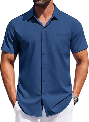 COOFANDY Mens Short Sleeve Dress Shirts Button Down Shirts Regular Fit Business Casual Shirt with Pocket