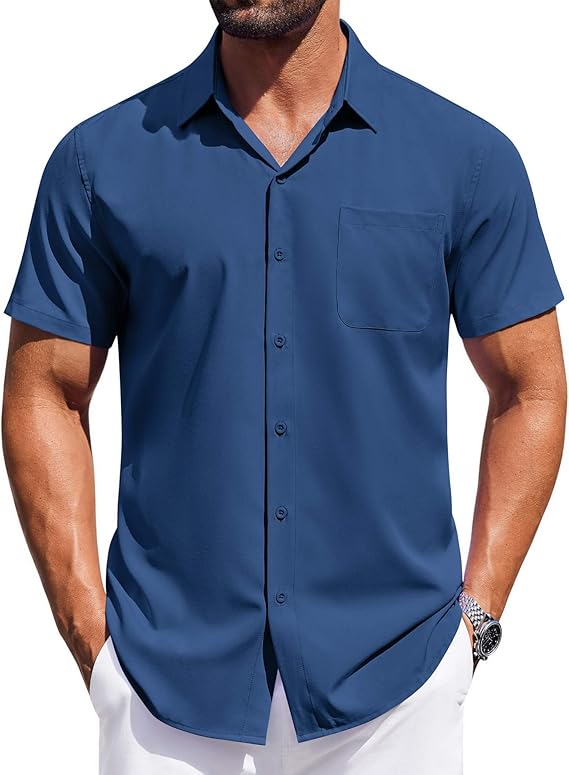 COOFANDY Mens Short Sleeve Dress Shirts Button Down Shirts Regular Fit Business Casual Shirt with Pocket