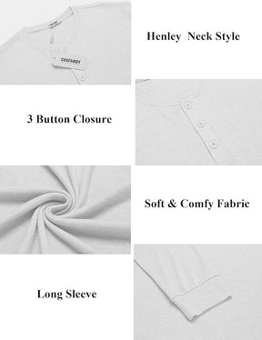 COOFANDY Henley Shirts Long Sleeve Button T-Shirt Pullover Shirt