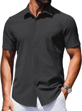 COOFANDY Mens Wrinkle Free Shirts Short Sleeve Casual Button Down Summer Dress Shirts