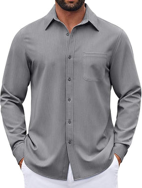 COOFANDY Men's Long Sleeve Button Down Denim Dress Shirt
