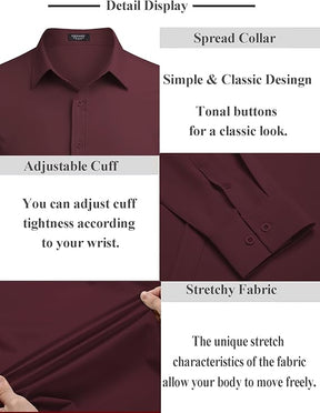 COOFANDY Men's Business Dress Shirts Wrinkle Free Long Sleeve Regular Fit Dress Shirt Textured Casual Button Down Shirts