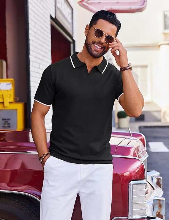 COOFANDY Polo Shirts Short Sleeve Knit Polo Shirt Golf T Shirts