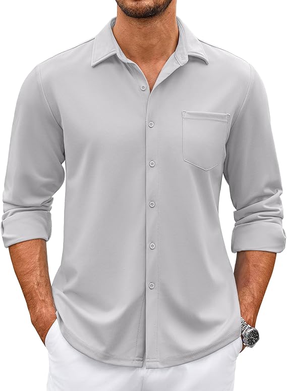 COOFANDY Mens Wrinkle Free Dress Shirts Long Sleeve Untucked Shirts Casual Button Down Shirts