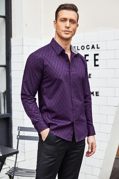 COOFANDY Men's Business Dress Shirt Long Sleeve Slim Fit Casual Button Down Shirt