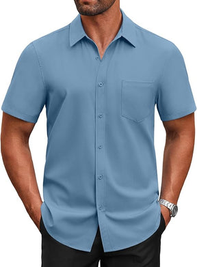 COOFANDY Men's Short Sleeve Button Down Shirts Casual Dress Shirts for Men Untucked Shirt with Pocket