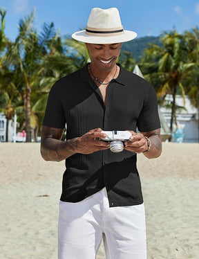COOFANDY Men Casual Button Down Shirts Short Sleeve Summer Beach Shirt Fashion Camp Tops