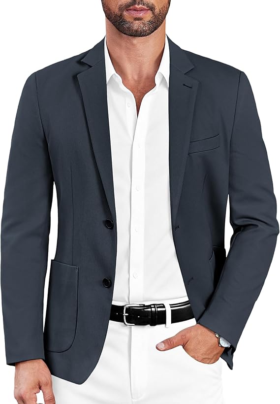COOFANDY Mens Casual Sport Coat Blazer Two Buttons Knit Lightweight Suit Jackets