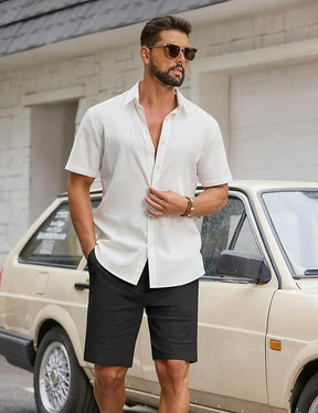 COOFANDY Mens Casual Shorts Cotton Drawstring Elastic Waist Stretch Chino Golf Shorts Summer Beach Shorts
