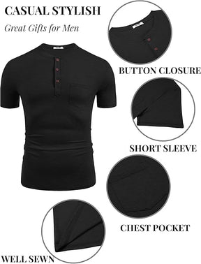 COOFANDY Men's Short Sleeve Henley T-Shirt