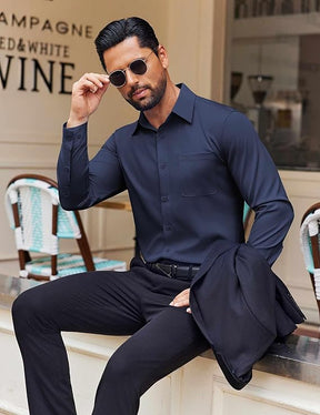 COOFANDY Men's Dress Shirt Solid Long Sleeve Wrinkle Free Formal Shirt Business Button Down Shirts with Pocket