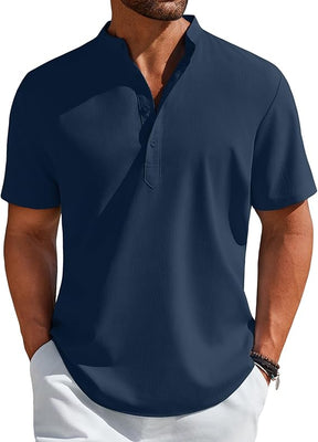 COOFANDY Men's Henley Shirt Short Sleeve Casual T-Shirt Summer Beach Hippie Henley Tee Shirt