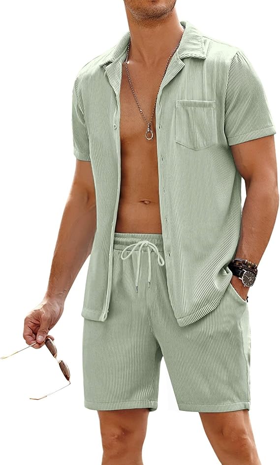 COOFANDY Men's Saint Patrick's Day Lucky Green Parade Party 2 Piece Outfit