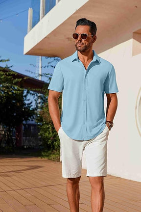 COOFANDY Mens Casual Button Down Shirts Short Sleeve Wrinkle Free Shirt Untucked Summer Stretch Dress Shirt