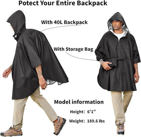 COOFANDY Rain Ponchos for Adults Full Zip Lightweight Rain Jackets Waterproof Packable Raincoats with Hood Hiking Camping
