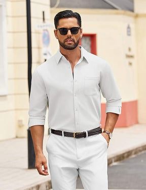 COOFANDY Men's Long Sleeve Button Down Denim Dress Shirt