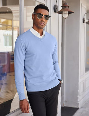COOFANDY Men's V Neck Sweater Lightweight Knitted Pullover Sweaters
