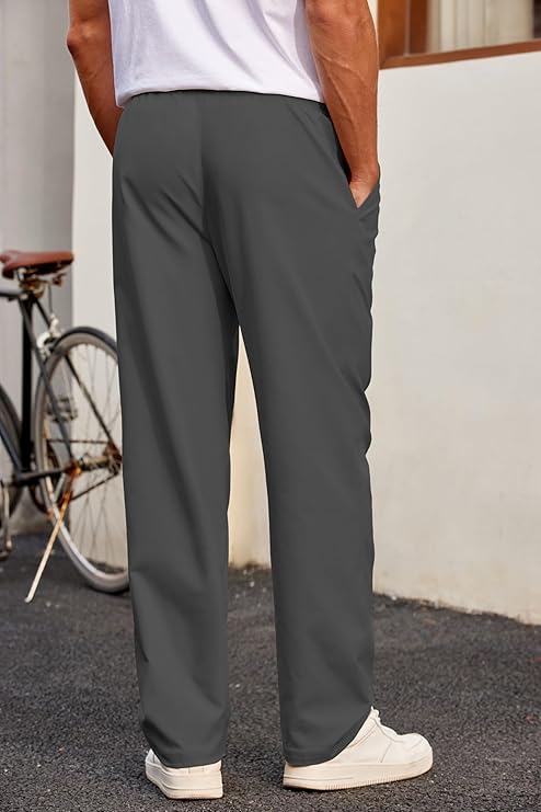 COOFANDY Men's Casual Chino Pants Relaxed Fit Drawstring Elastic Waist Lightweight Pant Twill Pleated Trousers
