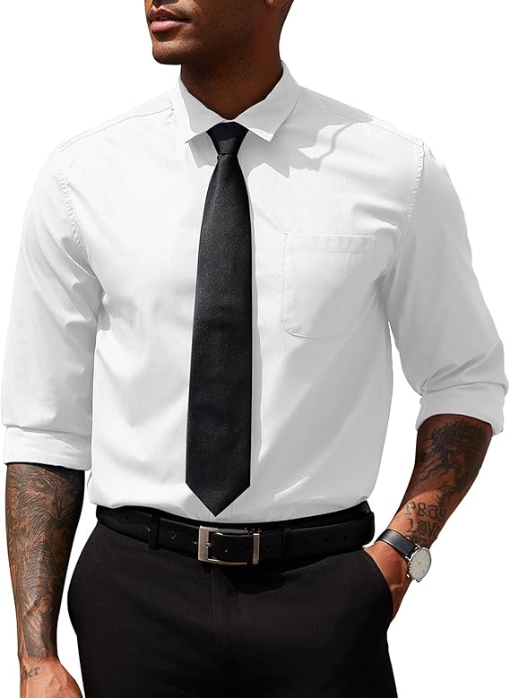 COOFANDY Men's Dress Shirts Long Sleeve Button Down Formal Shirt Regular Fit Solid Business Casual Shirts