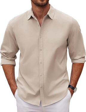 COOFANDY Men's Long Sleeve Button Down Shirts Casual Untucked Dress Shirt Beach Wedding Shirts