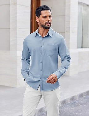 COOFANDY Mens Button Down Shirt Casual Untucked Shirts Long Sleeve Dress Shirt with Pocket