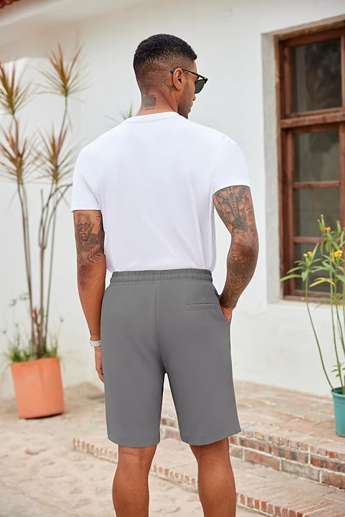 COOFANDY Men's Casual Drawstring Shorts Lightweight Elastic Waist Walking Shorts with Pockets