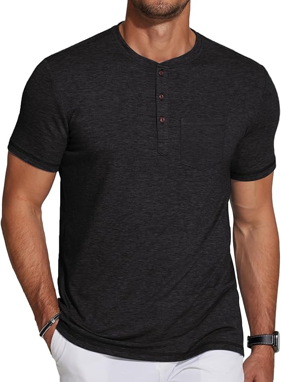 COOFANDY Men's Short Sleeve Henley T-Shirt