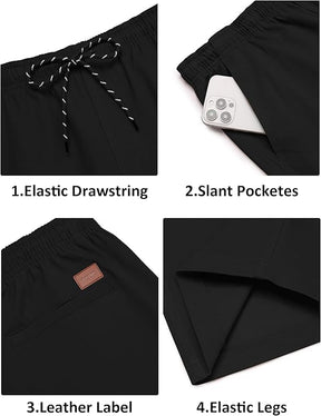 COOFANDY Mens Casual Shorts Cotton Drawstring 9 inch Chino Shorts Stretch Elastic Waist Summer Beach Golf Shorts
