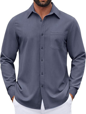 COOFANDY Men's Long Sleeve Button Down Denim Dress Shirt