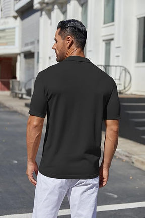 COOFANDY Men's Knit Shirt Short Sleeve Button Down Vintage Polo Shirts Casual Summer Beach Shirts