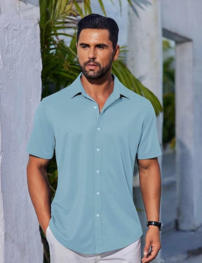 COOFANDY Mens Casual Button Down Shirts Short Sleeve Wrinkle Free Shirt Untucked Summer Stretch Dress Shirt