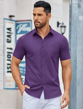 COOFANDY Men's Button Down Shirts Short Sleeve Casual Dress Shirts Untucked Summer Shirt with Pocket