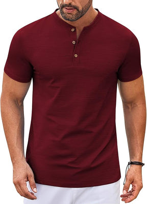 COOFANDY Mens Henley Shirts Short Sleeve Casual Button Down Shirts Lightweight Summer Basic Tee