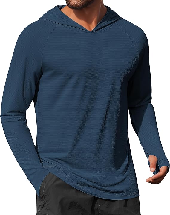 COOFANDY Mens UPF 50+ Hoodie Shirts Long Sleeve Rash Guard Sun Protection Fishing Shirts Lightweight Quick Dry Hoodies