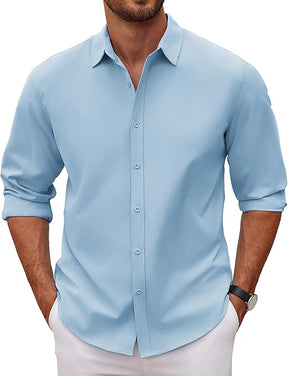 COOFANDY Men's Long Sleeve Button Down Shirts Casual Untucked Dress Shirt Beach Wedding Shirts