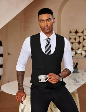 COOFANDY Men's Suit Vest Slim Fit Double Breasted Dress Vest Casual Business Formal Waistcoat