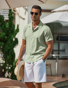 COOFANDY Men's Saint Patrick's Day Green Casual Short Sleeve Button Down Shirt Wrinkle-Free Summer Beach Wear