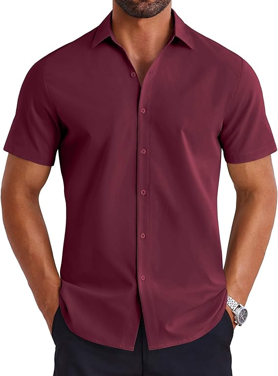 COOFANDY Mens Button Down Shirts Short Sleeve Casual Shirt Summer Untucked Dress Shirts