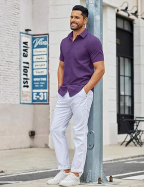 COOFANDY Men's Button Down Shirts Short Sleeve Casual Dress Shirts Untucked Summer Shirt with Pocket
