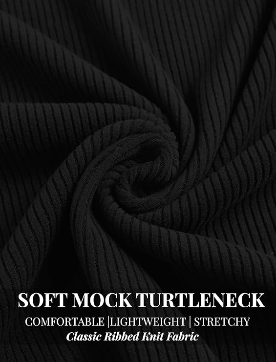 COOFANDY Men's Mock Turtleneck Short Sleeve Soft Lightweight Sweater Ribbed Knit Pullover Casual Basic Tops