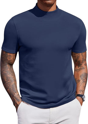 COOFANDY Men's Mock Turtleneck Short Sleeve Casual Stretch Sweater