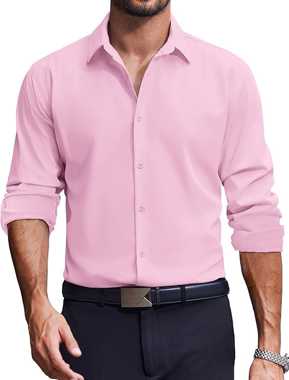 COOFANDY Men's Dress Shirts Long Sleeve Casual Button Down Shirt Solid Regular Fit Formal Business Shirts