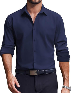 COOFANDY Men's Dress Shirts Long Sleeve Casual Button Down Shirt Solid Regular Fit Formal Business Shirts