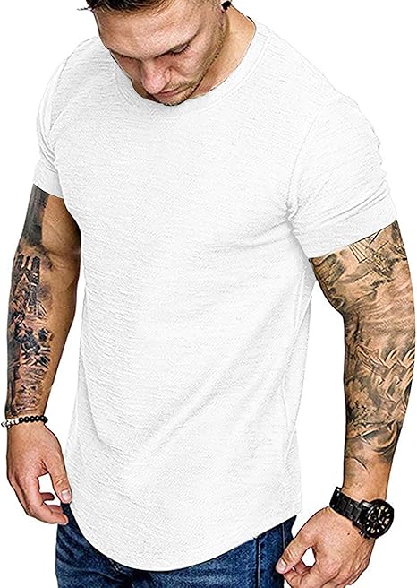 COOFANDY Men Muscle Workout T Shirt Gym Bodybuilding Active Short Sleeve Tee Top Black