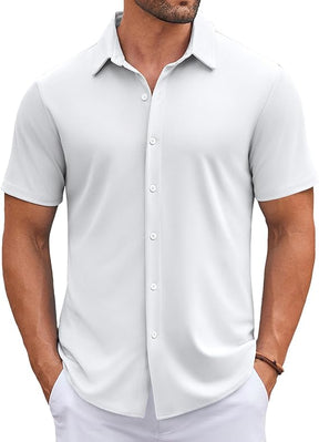 COOFANDY Mens Casual Button Down Shirts Short Sleeve Wrinkle Free Shirt Untucked Summer Stretch Dress Shirt