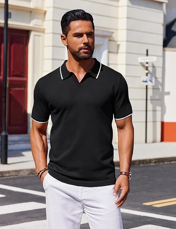 COOFANDY Polo Shirts Short Sleeve Knit Polo Shirt Golf T Shirts