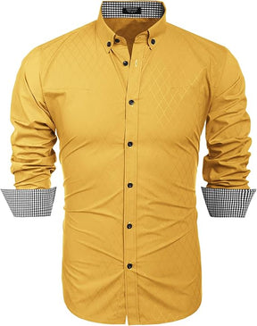 COOFANDY Men's Long Sleeve Wrinkle Free Dress Shirts Inner Contrast Business Casual Button Down Shirt