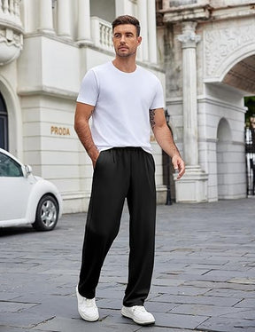 COOFANDY Mens Casual Sweatpants Open Bottom Lounge Pants Lightweight Baggy Workout Yoga Track Pants