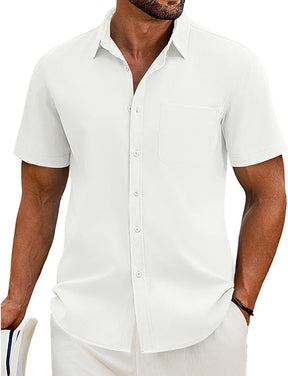 COOFANDY Shirts for Men Short Sleeve Button Down Shirt Casual Summer Beach Shirt