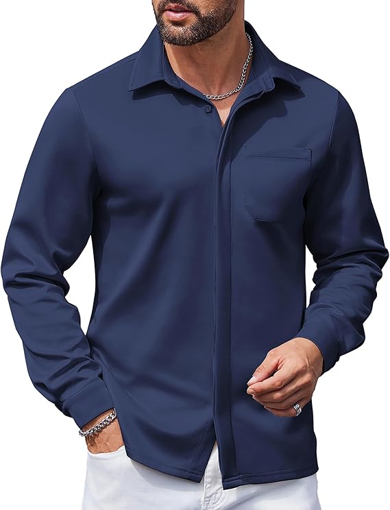 COOFANDY Mens Wrinkle Free Dress Shirts Long Sleeve Untucked Shirts Casual Button Down Shirts